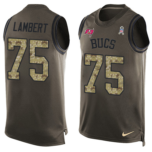 Men's Limited Davonte Lambert Nike Jersey Green - #75 Salute to Service Tank Top NFL Tampa Bay Buccaneers